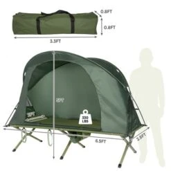 Costway 1-Person Outdoor Camping Tent Cot Elevated Compact Tent Set W/ External Cover