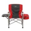 Kamp-Rite Portable Folding Director's Chair With Side Table, Cup Holder, And Cooler For Camping, Tailgating, And Sports, 350 LB Capacity, Red & Black