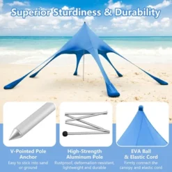 Costway 20 X 20 FT Beach Sunshade Canopy UPF50+ With Carry Bag & 8 Sandbags & Shovel -Camping Equipment Series GUEST 9b4f5115 2937 41c9 85da a7c53d5fc2e9