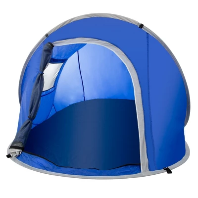 Leisure Sports 2-Person Water-Resistant Barrel Style Pop-Up Tent For Camping - With Rain Fly, Carry Bag, And Sunchaser - Blue 1 Leisure Sports 2-Person Water-Resistant Barrel Style Pop-Up Tent For Camping - With Rain Fly, Carry Bag, And Sunchaser - Blue