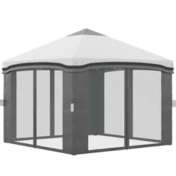 Outsunny 10' X 10' Pop Up Canopy With Nettings, Foldable Party Tent With Wheeled Carry Bag And 4 Sand Bags -Camping Equipment Series GUEST a1027af6 aec6 4329 8a72 73a6ae9d3334