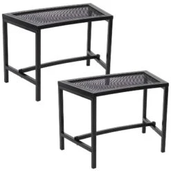 Sunnydaze Decor Sunnydaze Outdoor Lightweight And Portable Metal Patio Side End Table Or Backless Bench Seat With Mesh Top - 23" -Camping Equipment Series GUEST a10e4267 a45f 4bae bf93 d76499bbfc4c