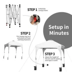 Tangkula Pop-up Canopy Tent 6.6’ X 6.6’ Height Adjustable Commercial Instant Canopy W/ Portable Roller Bag Blue/ White/ Grey -Camping Equipment Series GUEST a1697ee9 9406 4d44 ad05 7ac588b4be6c