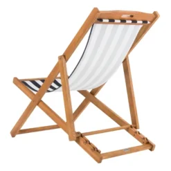 Loren Foldable Sling Chair - Natural/Navy/White - Safavieh -Camping Equipment Series GUEST a181939c 448f 43f8 a573 aa2f6f9534f7