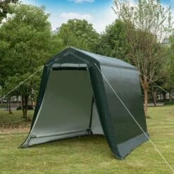 Costway 6'x8' Patio Tent Carport Storage Shelter Shed Car Canopy Heavy Duty Green