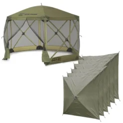 CLAM Quick-Set Escape 12 X 12 Foot Portable Pop-Up Camping Outdoor Gazebo Screen Tent Canopy Shelter And Carry Bag With Wind And Sun Panels Sets, Green 13 CLAM Quick-Set Escape 12 X 12 Foot Portable Pop-Up Camping Outdoor Gazebo Screen Tent Canopy Shelter And Carry Bag With Wind And Sun Panels Sets, Green -Camping Equipment Series GUEST a338dbe3 6ad3 4338 b012 30df812b3635