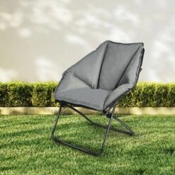 Costway Folding Saucer Padded Chair Soft Wide Seat W/ Metal Frame Lounge Furniture -Camping Equipment Series GUEST a33a650c b3e0 45c2 b0ed 4771e904b3a6
