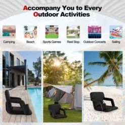 Costway Stadium Seat For Bleachers With Back Support 6 Reclining Positions Padded Cushion -Camping Equipment Series GUEST a3dc0e7b 9cf9 4232 ad96 83277940f445