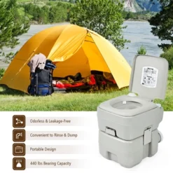 Costway 5.3 Gallon 20L Portable Travel Toilet Camping RV Indoor Outdoor Potty Commode -Camping Equipment Series GUEST a423a19a 5617 4ec0 bdc5 fea77b80870e