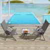Tangkula 2 Pack Folding Dining Chairs Adjustable Reclining Back Chairs Suitable For Outdoor & Indoor Gray