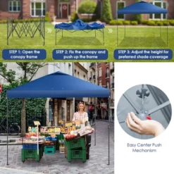 Costway Patio 10x10ft Outdoor Instant Pop-up Canopy Folding Tent Sun Shelter UV50+ Gray/Blue/White -Camping Equipment Series GUEST a46086c5 c67e 4eba 91e6 4017ae7cc330