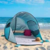 Pop Up Beach Tent With UV Protection And Ventilation Windows – Water And Wind Resistant Double-Door Sun Shelter For Outdoor Events By Wakeman (Blue)