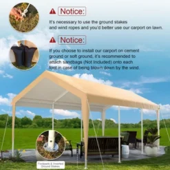 Costway 10x20 Ft Heavy-Duty Steel Carport Car Canopy Shelter Sidewalls Tent Garage 15 Costway 10x20 Ft Heavy-Duty Steel Carport Car Canopy Shelter Sidewalls Tent Garage -Camping Equipment Series GUEST a68e79d5 eed0 4790 b13c 7472441be25d