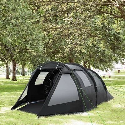 Outsunny 3-4 Person Waterproof Cabin Tent With Room Division, Portable Camping Gear With Windows, Carrying Bag, Charcoal 1 Outsunny 3-4 Person Waterproof Cabin Tent With Room Division, Portable Camping Gear With Windows, Carrying Bag, Charcoal