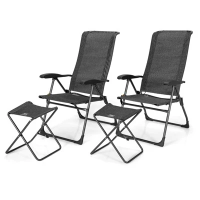 Tangkula 4 PCS Outdoor Wicker Chaise Lounge Patio Lounge Chair Ottoman Set Camp Chairs W/7-Gear Adjustable Backrest 7 Tangkula 4 PCS Outdoor Wicker Chaise Lounge Patio Lounge Chair Ottoman Set Camp Chairs W/7-Gear Adjustable Backrest - Image 7