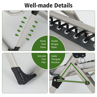 Costway 2PCS Padded Zero Gravity Chair Adjustable Folding Reclining Lounge With Cover 7 Costway 2PCS Padded Zero Gravity Chair Adjustable Folding Reclining Lounge With Cover - Image 7