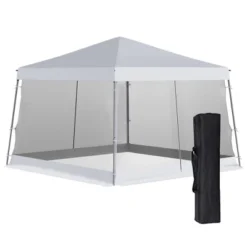 Outsunny 12' X 12' Pop Up Canopy, Foldable Canopy Tent With Carrying Bag, Mesh Sidewalls And 3-Level Adjustable Height For Outdoor, Garden, Patio, Party -Camping Equipment Series GUEST a864110f 9cdf 4d86 a450 2acd06af70fa