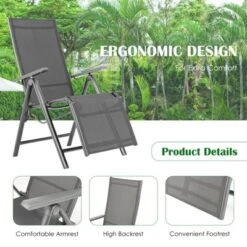 Costway 2PCS Patio Outdoor Folding Reclining Lounge Chair W/ Adjustable Backrest -Camping Equipment Series GUEST a98a37bc 4e80 462c 990d fb72d16a6879