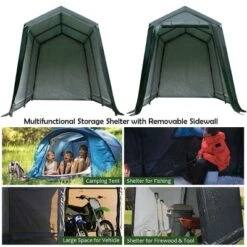 Costway 7'x12' Patio Tent Carport Storage Shelter Shed Car Canopy Heavy Duty Green -Camping Equipment Series GUEST aac1d453 4b86 41e4 9371 f35853db17b0