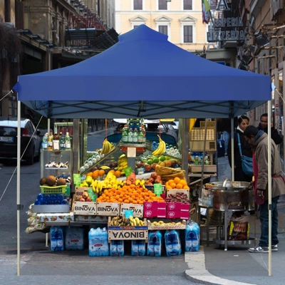 Tangkula 10' X 10' Pop Up Canopy Tent Easy Set-up Outdoor Tent Commercial Instant Shelter W/ 3 Adjustable Heights Blue/Grey/White 2 Tangkula 10' X 10' Pop Up Canopy Tent Easy Set-up Outdoor Tent Commercial Instant Shelter W/ 3 Adjustable Heights Blue/Grey/White - Image 2