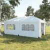 Outsunny 19' X 10' Large Party Tent, Height Adjustable Pop Up Canopy With Weight Bags And Wheeled Carry Bag