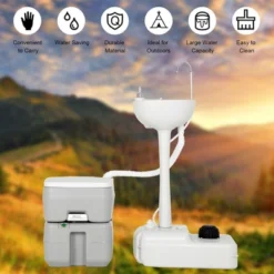 Costway Outdoor Wash Sink And Potable Toilet Set 4.5 Gallon Sink & 5.3 Gallon Toilet -Camping Equipment Series GUEST af119b8c 72c9 41d0 ad4d 92e9eaff5571