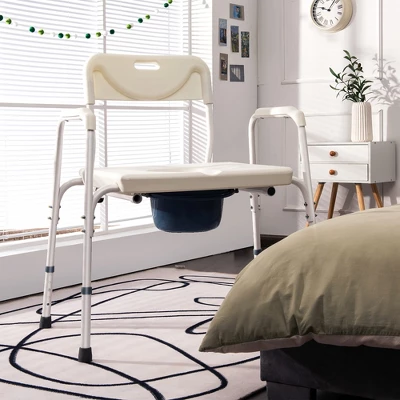 Costway 3-in-1 Bedside Commode Portable Toilet W/ Adjustable Height & Drop-arm 2 Costway 3-in-1 Bedside Commode Portable Toilet W/ Adjustable Height & Drop-arm - Image 2