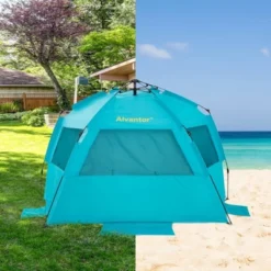 Alvantor Outdoor Automatic Pop-Up Sun Shade Canopy 3 People Beach Shelter Tent Turquoise -Camping Equipment Series GUEST af7beaad 2b13 4c3f 9edf 23372d6ea441