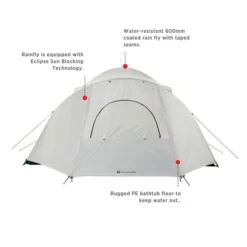 Outbound 8 Person 3 Season Lightweight Dome Camping Tent, Room Divider, Heavy Duty 600mm Coated Blackout Rainfly And Zip Up Carrying Bag, White/Gray -Camping Equipment Series GUEST afe962e1 890b 4833 8caa 55e372b4a799