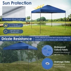 Costway Patio 10x10ft Outdoor Instant Pop-up Canopy Folding Tent Sun Shelter UV50+ Gray/Blue/White -Camping Equipment Series GUEST b1f299bb d506 419f 9f29 a38c019600ef