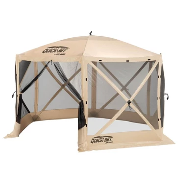 CLAM Quick-Set Escape 12 X 12 Foot Portable Pop Up Camping Outdoor Gazebo 6 Sided Canopy Shelter + 6 Pack Of Wind And Sun Panels 1 CLAM Quick-Set Escape 12 X 12 Foot Portable Pop Up Camping Outdoor Gazebo 6 Sided Canopy Shelter + 6 Pack Of Wind And Sun Panels