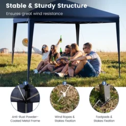 Costway Patio 10x10ft Outdoor Instant Pop-up Canopy Folding Sun Shelter Carry Bag Navy/Grey/White -Camping Equipment Series GUEST b8b57fba 3809 4f9e 920e 382b431d8ce8