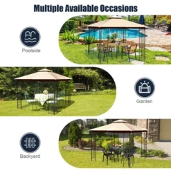 Costway 10' X 10' Patio Canopy Gazebo Outdoor 2-Tier Steel Tent Heavy-Duty L-Shaped 15 Costway 10' X 10' Patio Canopy Gazebo Outdoor 2-Tier Steel Tent Heavy-Duty L-Shaped -Camping Equipment Series GUEST b946367f 22d5 461d acc7 0d066a37e484