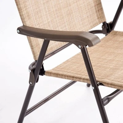 Costway Set Of 2 Patio Folding Sling Back Chairs Camping Deck Garden Beach Yellow 8 Costway Set Of 2 Patio Folding Sling Back Chairs Camping Deck Garden Beach Yellow - Image 8