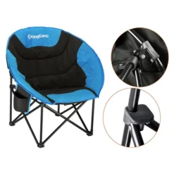 KingCamp Folding Portable Indoor And Outdoor Waterproof Saucer Lounge Camping And Bedroom Chair With Cup Holder And Back Storage Pocket, Black/Blue -Camping Equipment Series GUEST ba849ec9 b6c9 4c8d a811 ac4e67f96366