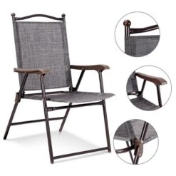 Costway Set Of 2 Patio Folding Sling Back Chairs Camping Deck Garden Beach Gray 11 Costway Set Of 2 Patio Folding Sling Back Chairs Camping Deck Garden Beach Gray -Camping Equipment Series GUEST bb4785c5 3547 4ac9 8ddf 258ce98c8100