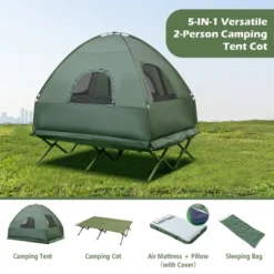 Costway 2-Person Compact Portable Pop-Up Tent/Camping Cot W/ Air Mattress & Sleeping Bag -Camping Equipment Series GUEST bb8aebea 10d6 4da1 8670 7ca4b35d3ad1