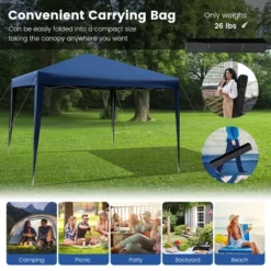 Costway Patio 10x10ft Outdoor Instant Pop-up Canopy Folding Sun Shelter Carry Bag Navy/Grey/White -Camping Equipment Series GUEST bc3605e6 3ea1 473f 8a69 efdc4cf28cbf