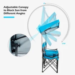 Costway Portable Folding Camping Canopy Chairs W/ Cup Holder Cooler Outdoor Blue -Camping Equipment Series GUEST bcfa4288 8bf6 4f1f 8b27 56312232df55