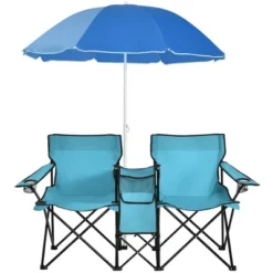 Portable Folding Picnic Double Chair W/Umbrella Table Cooler Beach Camping TurquoiseBlackRedGray -Camping Equipment Series GUEST bdb4da88 4d2d 487d a7d7 792359a02f63