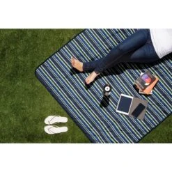 Picnic Time Nightmare Before Christmas Vista Outdoor Picnic Blanket & Tote - Blue Stripe -Camping Equipment Series GUEST bdfbd2f2 e4cc 46b6 b78f b585b6bd00ba
