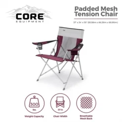 Core Portable Heavy Duty Folding Chair With Cooling Mesh Back And Carrying Storage Bag For Outdoor Sporting Events Or Camping Trips, Wine -Camping Equipment Series GUEST be2c111e 1c00 46c1 afc0 910ee2ba43a7