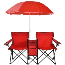 Portable Folding Picnic Double Chair W/Umbrella Table Cooler Beach Camping TurquoiseBlackRedGray -Camping Equipment Series GUEST bf1634be 9ce2 46e3 a746 beed868acecc
