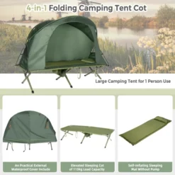 Tangkula 1-Person Folding Camping Tent Cot Portable Outdoor Tent For Backpacking & Hiking Green/Gray -Camping Equipment Series GUEST bf42bbde 49fb 4589 8551 1bfdd62e67c0