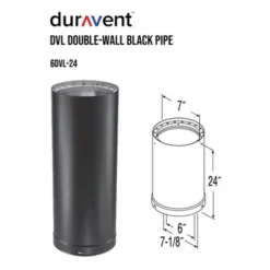 DuraVent DVL 6DVL-24 6 Inch Galvanized Steel Stainless Steel Double Wall Wood Burning Stove Pipe Connector To Vent Smoke Or Exhaust, Black -Camping Equipment Series GUEST c069f4fd 7db9 4899 be93 dc80b200eaac