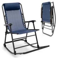 Costway Patio Camping Rocking Chair Folding Rocker Footrest Lightweight Outdoor RedNavyBeigeGreyBlue -Camping Equipment Series GUEST c19c1528 aeca 4fa1 8346 5907e8c08c55