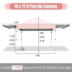 Tangkula 10x17ft Pop Up Canopy 3 Height Adjustment Folding Tent With Roller Bag -Camping Equipment Series GUEST c2cd0d44 0da4 449b ad4a 09372da559c6
