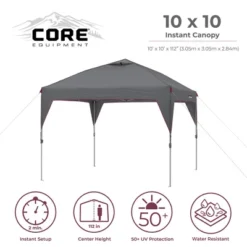 CORE Heavy-duty Instant Shelter Pop-Up Canopy Tent With Wheeled Carry Bag For Camping, Tailgating, And Backyard Events, Gray (6 Pack) -Camping Equipment Series GUEST c60ef88e fb1e 407e 8cb7 c63e5a3b9974