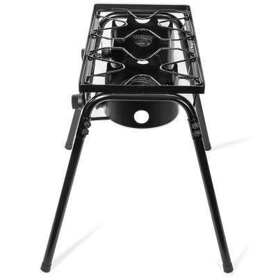 Barton Outdoor Dual Burner Grill Propane Stove High-Pressure Cooker Stand Detachable Legs, Black 2 Barton Outdoor Dual Burner Grill Propane Stove High-Pressure Cooker Stand Detachable Legs, Black - Image 2