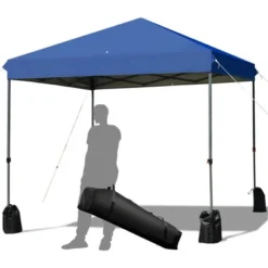 Costway 8x8 FT Pop Up Canopy Tent Shelter Wheeled Carry Bag 4 Canopy Sand Bag -Camping Equipment Series GUEST c7683758 8fc0 4239 87a8 72594d10aea2